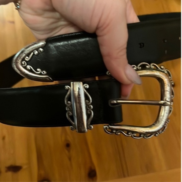 Vintage Brighton Black Leather Belt Sz M - Picture 1 of 6